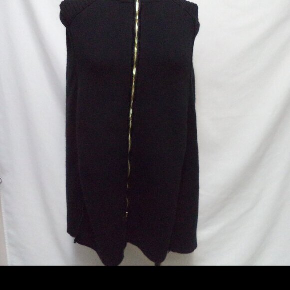 Maje black sweater knit cape poncho cover-up zip up Size Sz Small SM S - Picture 3 of 9